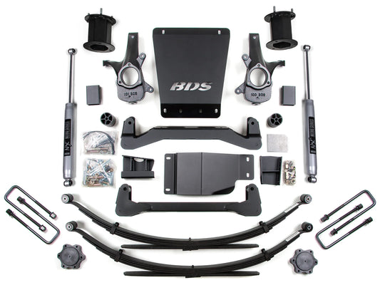 BDS 2007-2013 CHEVY,GMC 1500 4WD 6" LIFT LEAF SPRING KIT WITH NITRO SHOCKS