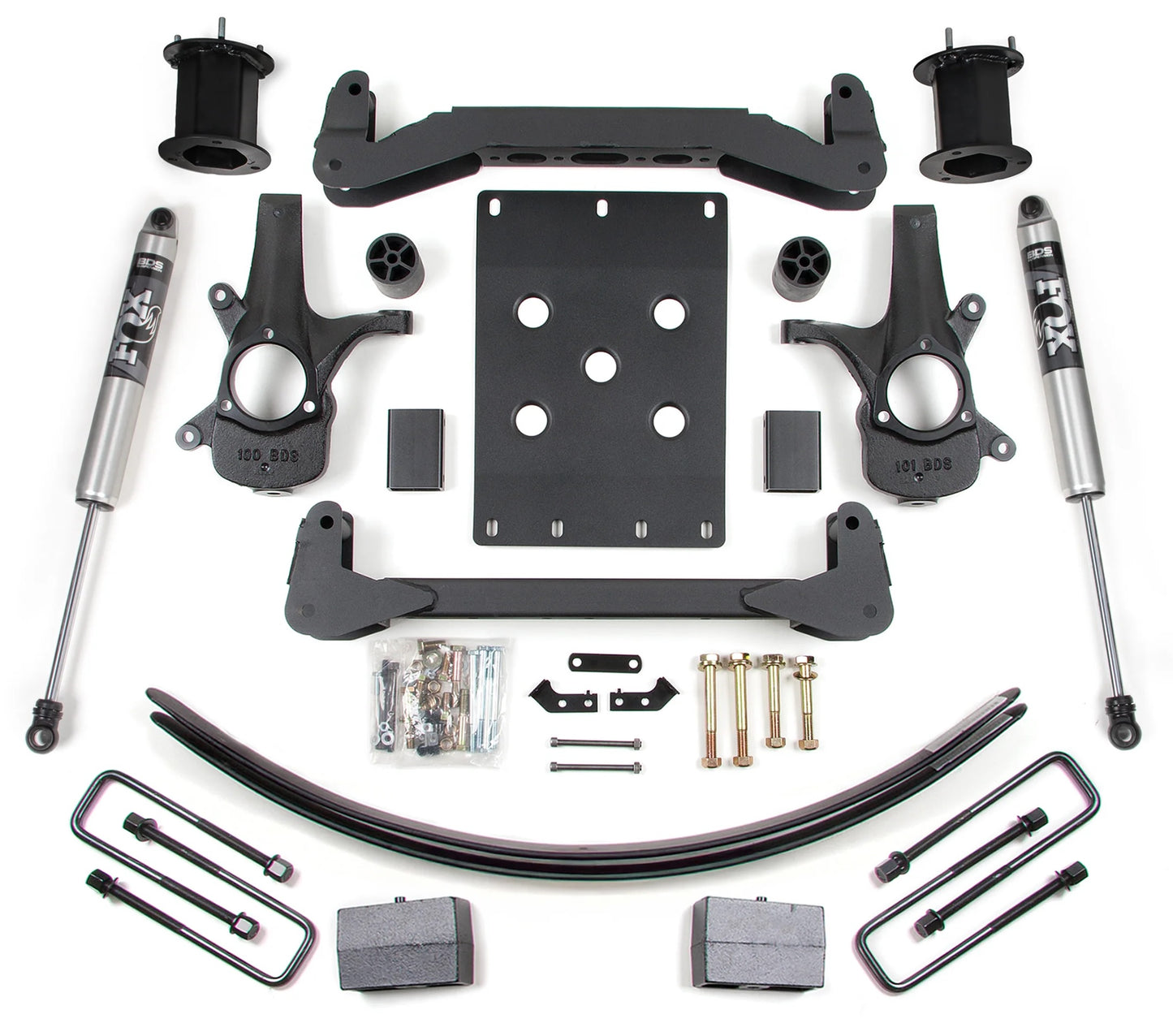 BDS 2007-2013 CHEVY,GMC 1500 2WD 6" LIFT BLOCK KIT WITH FOX 2.0 SHOCKS