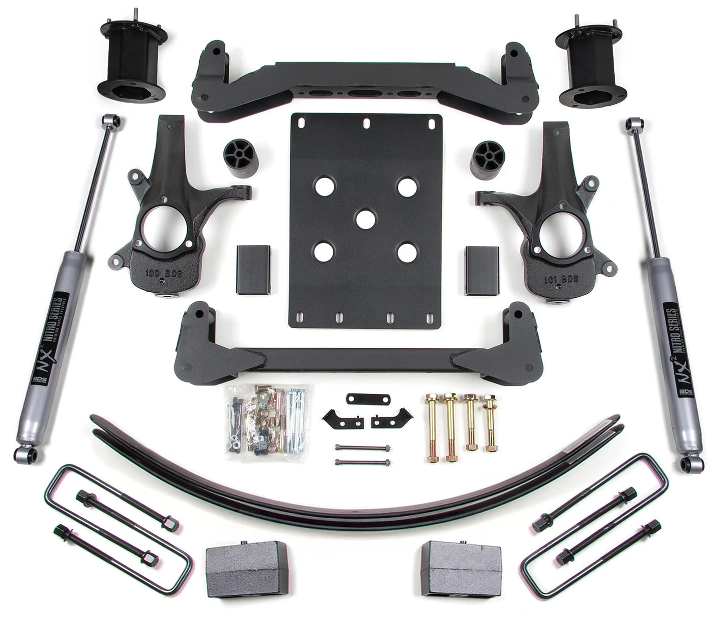 BDS 2007-2013 CHEVY,GMC 1500 2WD 6" LIFT BLOCK KIT WITH NITRO SHOCKS