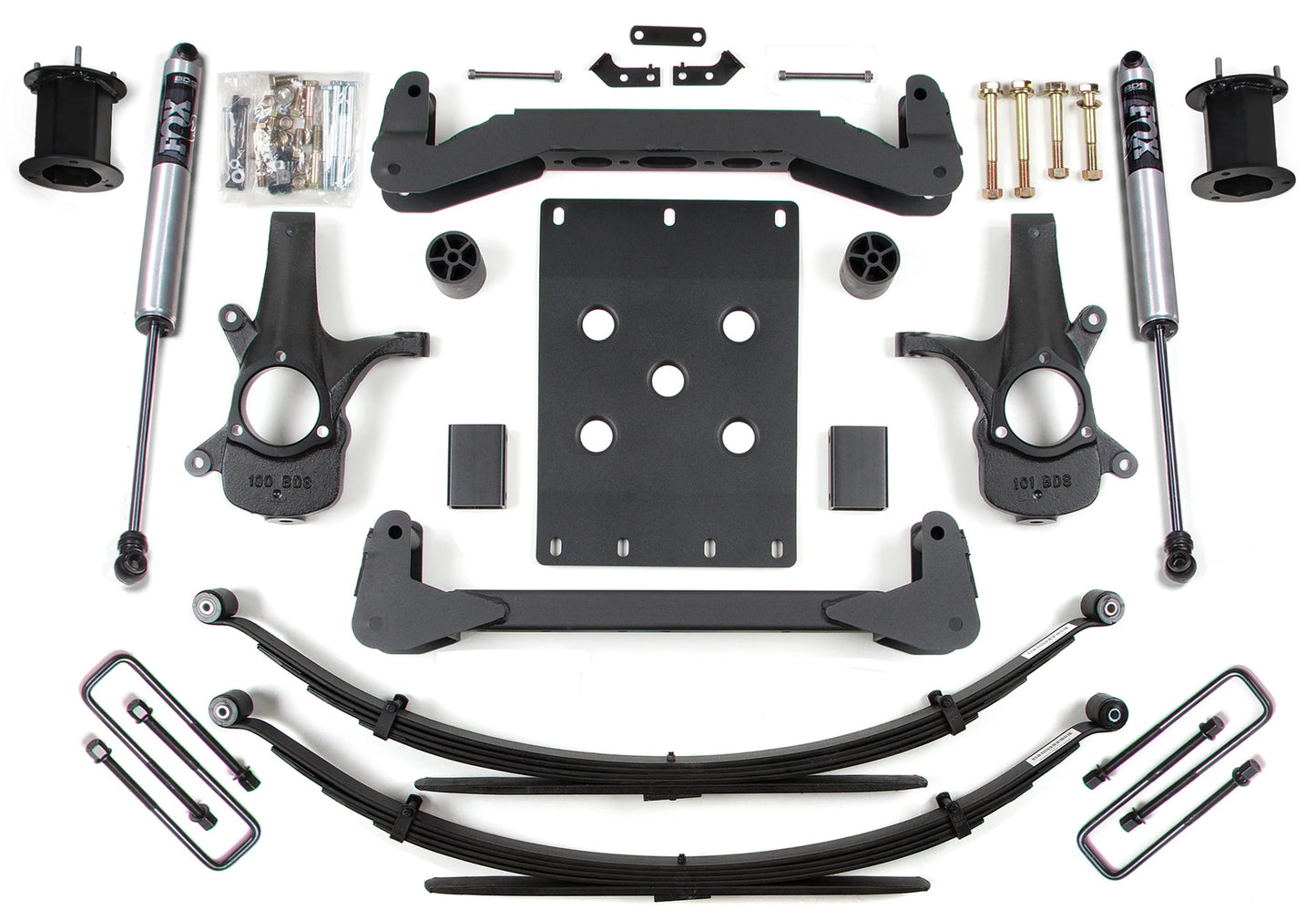 BDS 2007-2013 CHEVY,GMC 1500 2WD 6" LIFT LEAF SPRINGS KIT WITH FOX 2.0 SHOCKS