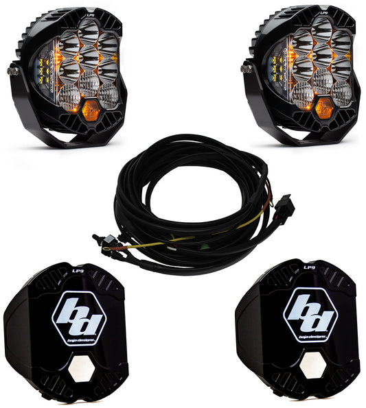 BAJA DESIGNS LP9 PRO LED DRIVING HEADLIGHTS WITH WIRING HARNESS & ROCK GUARDS