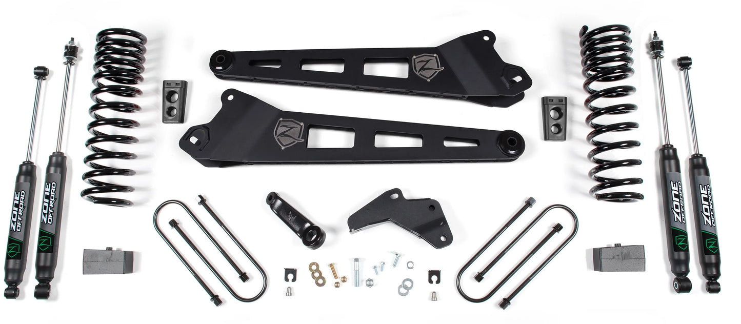 ZONE 2013-2018 RAM 3500 4WD DIESEL 4.5" RADIUS ARM LIFT KIT,2" BLOCK,NITRO SHOCK