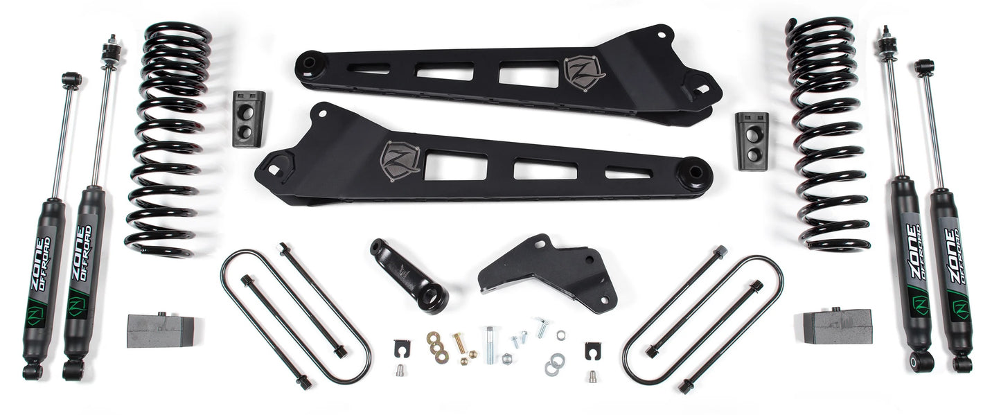 ZONE 2013-2018 RAM 3500 4WD DIESEL 4.5" RADIUS ARM LIFT KIT,3" BLOCK,NITRO SHOCK