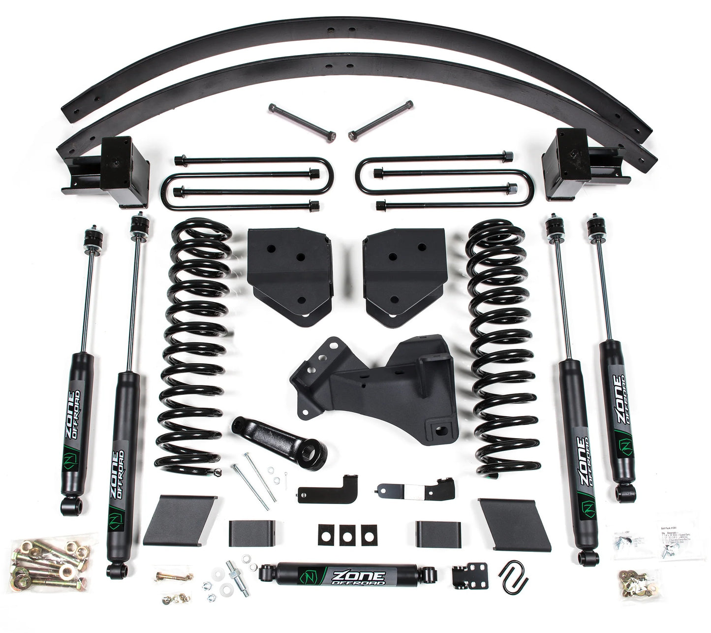 ZONE 2017-2019 F250,F350 4WD DIESEL BLOCK & ADD-A-LEAF,4" SUSPENSION LIFT,NITRO