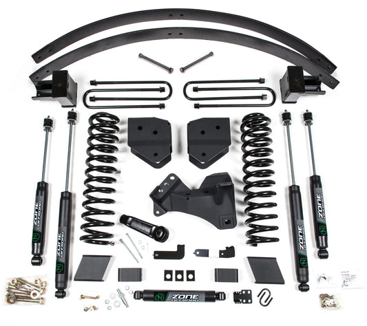ZONE 2017-2019 F250,F350 4WD DIESEL BLOCK & ADD-A-LEAF,4" SUSPENSION LIFT,NITRO
