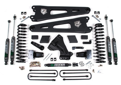 ZONE 2023-2025 F250,F350 4WD GAS 2-LEAF,5" RADIUS ARM LIFT KIT & NITRO SHOCKS