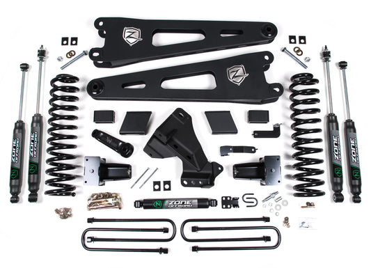 ZONE 2023-2025 F250,F350 4WD GAS 3-LEAF,5" RADIUS ARM LIFT KIT & NITRO SHOCKS