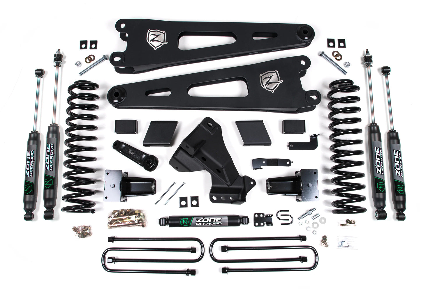 ZONE 2023-2025 F250,F350 4WD GAS,7" RADIUS ARM LIFT KIT WITH NITRO SHOCKS
