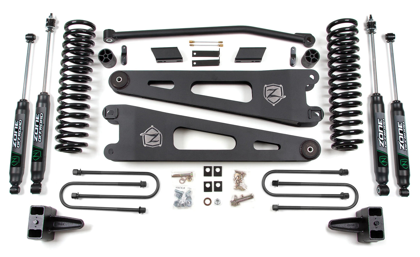 ZONE 2008-2010 FORD F-250,F-350 4WD GAS 4" SUSPENSION LIFT,RADIUS ARMS,NITRO