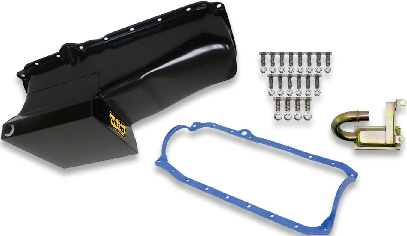 OIL PAN KIT,SBC,80-85,DRAG,BLACK,8 1/4"