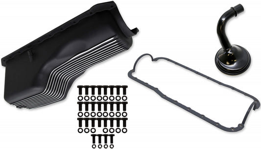 OIL PAN KIT,ALUM,BBC,65-90,BLACK