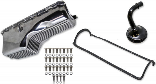 OIL PAN KIT,ALUM,BBC,91-UP,POLISHED