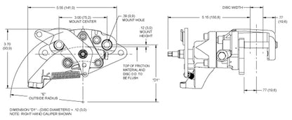 CALIPER,MC4 MECHANICAL PARKING BRAKE,.81",RIGHT