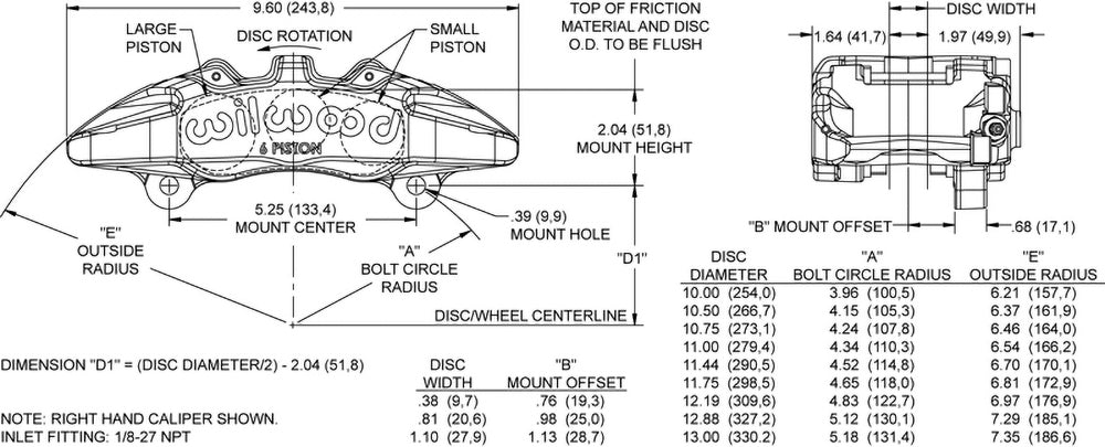 CALIPER,DYNAPRO 6,.62/.12",5.25",1.10",RIGHT