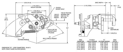 CALIPER,MC4 MECHANICAL PB,.310-.394",RIGHT,GREY