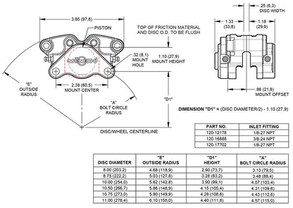 CALIPER,1.23 GP200,0.25" DISC,2.38 MOUNT,MICRO,MINI SPRINTS