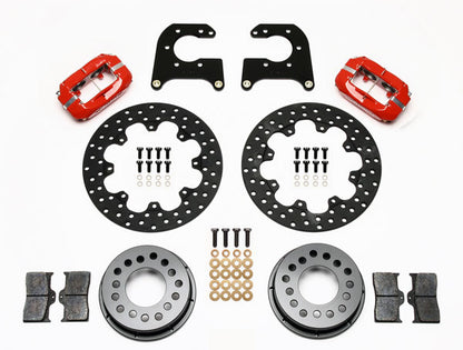 SMALL FORD DRAG KIT,2.66",REAR,11.44",DRILLED ROTORS,RED