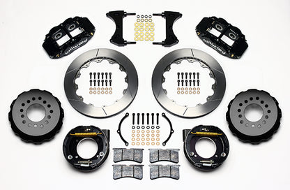 73-87 CHEVY C10 FULL DISC BRAKE KIT & RIDETECH SPINDLES,14"/13" ROTORS,BLACK CAL
