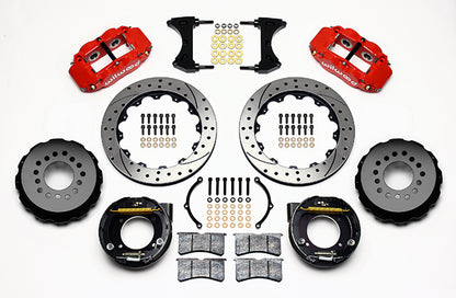 63-70 CHEVY C10 FULL DISC BRAKE KIT & RIDETECH SPINDLES,14"/13" DRILLED,RED CAL.
