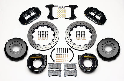 73-87 CHEVY C10 FULL DISC BRAKE KIT & RIDETECH SPINDLES,13" DRILLED,BLACK CALIP.
