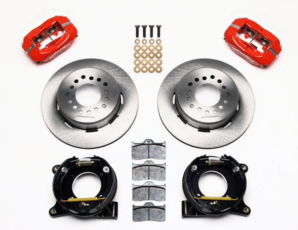 63-70 CHEVY C10 FULL DISC BRAKE KIT & WIL ALUM DROP SPINDLES,13"/12" ROTORS,RED
