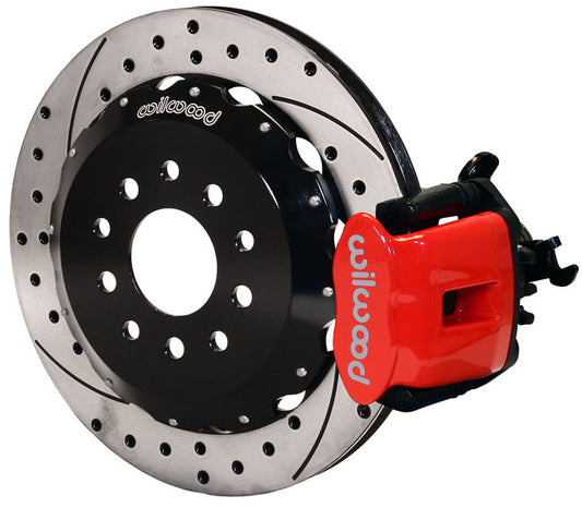 94-04 MUSTANG KIT,REAR PB,12.90" DRILLED ROTORS,RED