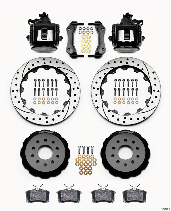 94-04 MUSTANG,FULL DISC BRAKE KIT,13" DRILLED,BLACK CALIPERS