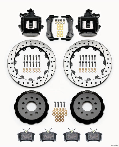 94-04 MUSTANG,FULL DISC BRAKE KIT,13" DRILLED,BLACK CALIPERS