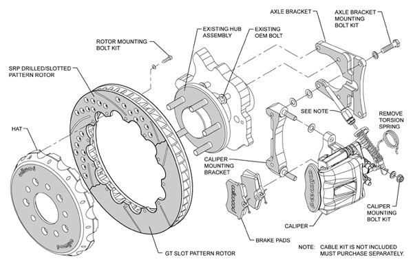 94-04 MUSTANG,FULL DISC BRAKE KIT,14"/13" ROTORS,RED CALIPERS