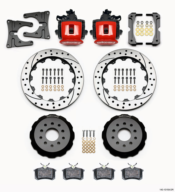 05-14 MUSTANG,FULL DISC BRAKE KIT,13" DRILLED,RED CALIPERS