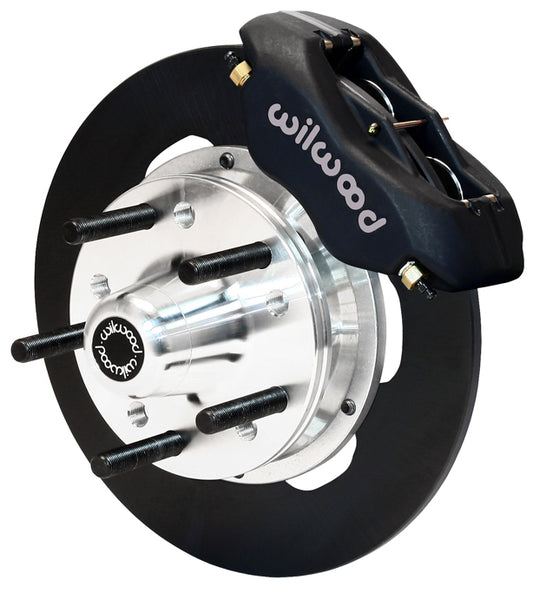 64-74 GM FRONT DRAG DISC BRAKE KIT,10.75" ROTORS,4 PISTON BLACK CALIPERS