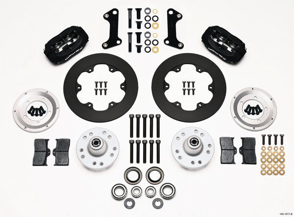 64-74 GM FRONT DRAG DISC BRAKE KIT,10.75" ROTORS,4 PISTON BLACK CALIPERS