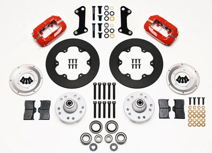 64-74 GM FRONT DRAG DISC BRAKE KIT,10.75" ROTORS,4 PISTON RED CALIPERS