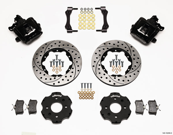 90-97 HONDA FULL DISC BRAKE KIT,11" DRILLED,BLACK,2.39 OFFSET REAR