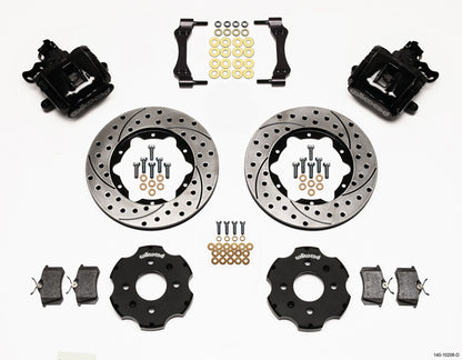 90-97 HONDA FULL DISC BRAKE KIT,11" DRILLED,BLACK,2.39 OFFSET REAR