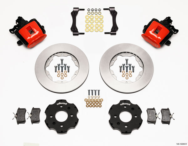 90-97 HONDA FULL DISC BRAKE KIT,11" ROTORS,RED,2.39 OFFSET REAR