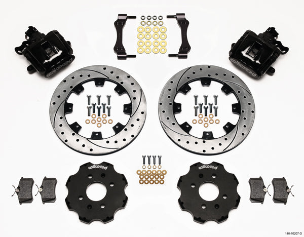 90-97 HONDA FULL DISC BRAKE KIT,12" DRILLED,DP6,BLACK,2.39 OFFSET REAR
