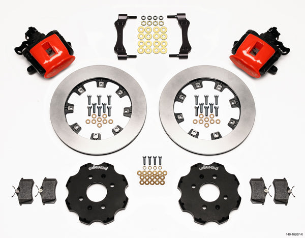 90-97 HONDA FULL DISC BRAKE KIT,12" ROTORS,RED,2.39 OFFSET REAR