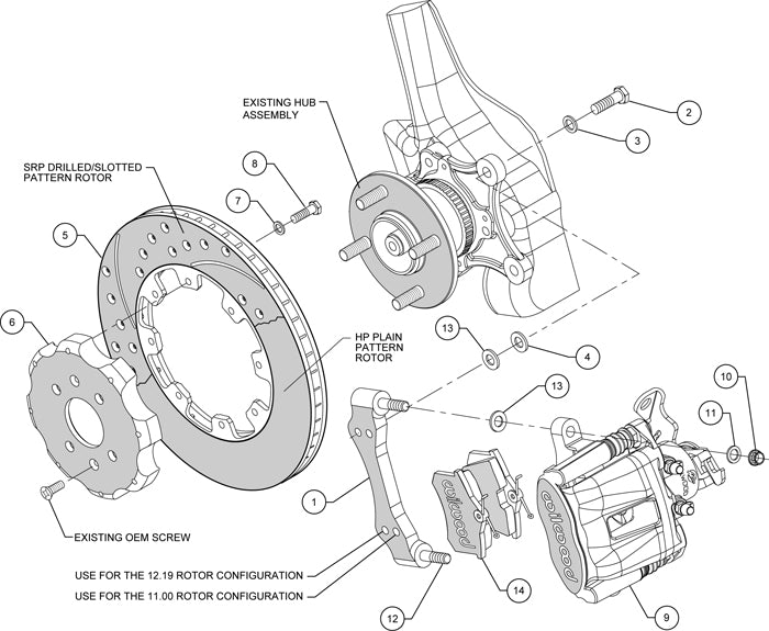90-01 HONDA/ACURA FULL DISC BRAKE KIT,12" DRILLED,DP6,RED,2.39 OFFSET REAR