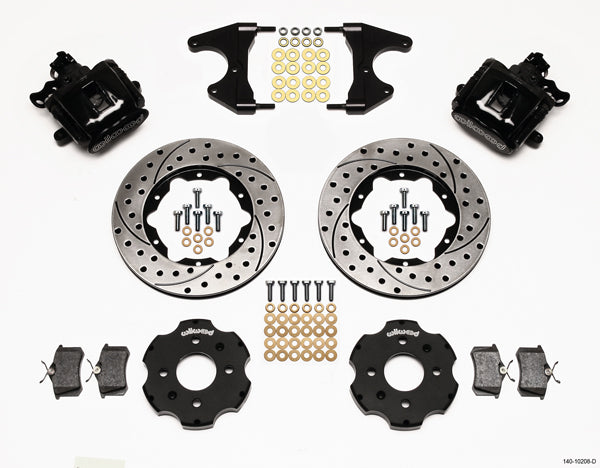 92-00 HONDA CIVIC FULL DISC BRAKE KIT,11" DRILLED,BLACK,2.46 OFFSET REAR