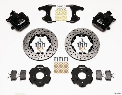 92-00 HONDA CIVIC FULL DISC BRAKE KIT,11" DRILLED,BLACK,2.46 OFFSET REAR