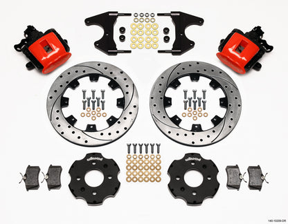 93-00 HONDA CIVIC FULL DISC BRAKE KIT,12" DRILLED,DP6,RED,2.46 OFFSET REAR