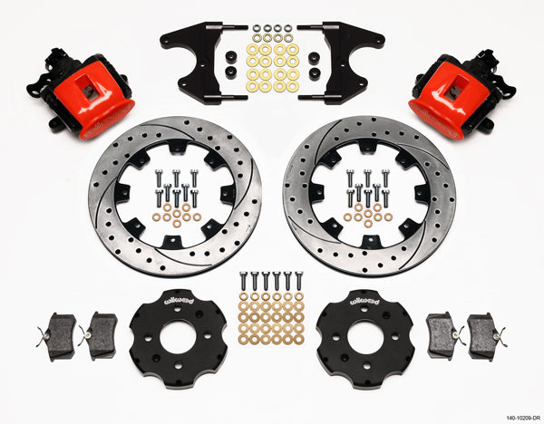 92-00 HONDA CIVIC FULL DISC BRAKE KIT,12" DRILLED,DP6,RED,2.46 OFFSET REAR