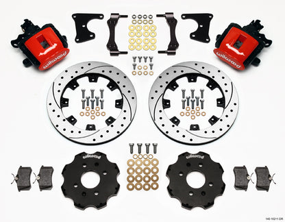 90-95 HONDA CIVIC FULL DISC BRAKE KIT,12" DRILLED,DP6,RED,2.71 OFFSET REAR