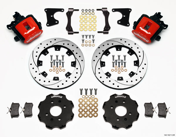 90-95 HONDA CIVIC FULL DISC BRAKE KIT,12" DRILLED,RED,2.71 OFFSET REAR