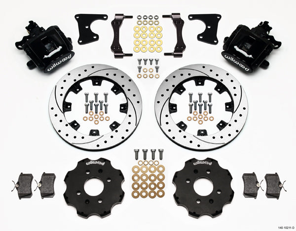 90-95 HONDA CIVIC FULL DISC BRAKE KIT,12" DRILLED,BLACK,2.71 OFFSET REAR