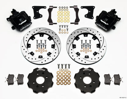 90-95 HONDA CIVIC FULL DISC BRAKE KIT,12" DRILLED,BLACK,2.71 OFFSET REAR