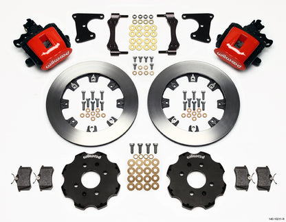 90-95 HONDA CIVIC FULL DISC BRAKE KIT,12" ROTORS,RED,2.71 OFFSET REAR
