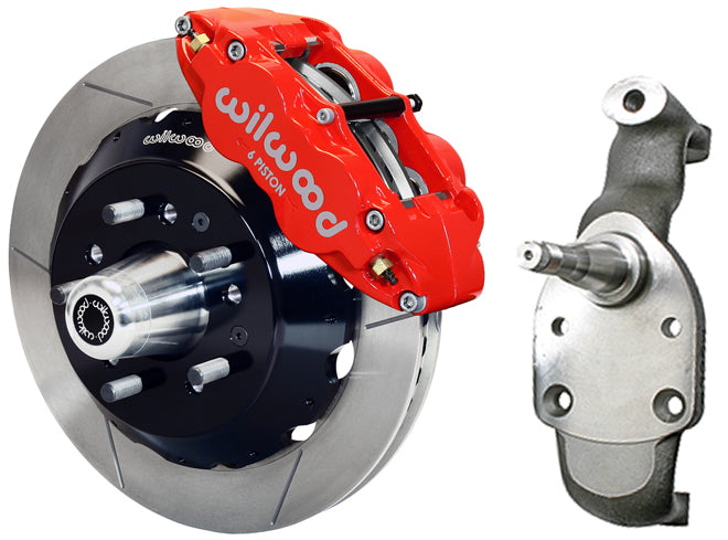 58-70 IMPALA,FRONT DISC BRAKE KIT,2" DROP SPINDLES,13" ROTORS,RED