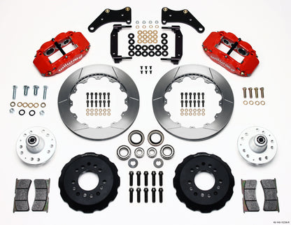 65-70 IMPALA,FULL DISC BRAKE KIT,2" DROP SPINDLES,13"/12" ROTORS,RED